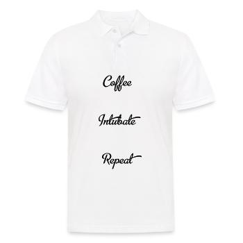 coffee intubate repeat - Men's Polo Shirt - white - Front - Kai (181cm)
