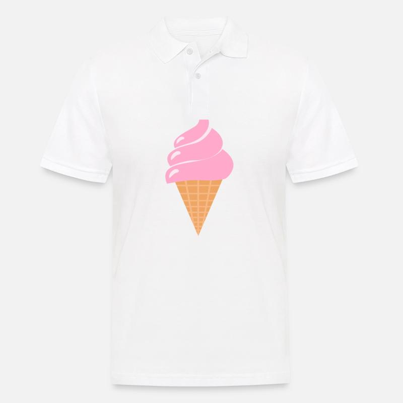 Softeis Eis - Rosa Sommer Eis - Männer Poloshirt - Weiß