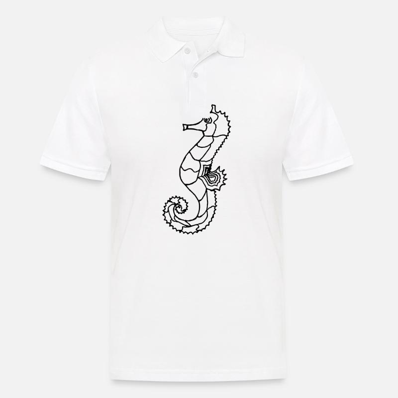 Seepferdchen schwarz - Männer Poloshirt - Weiß