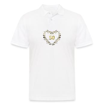 50. Jubiläum, Geburtstag oder Jahrestag - Herz - Männer Poloshirt - Weiß - Vorne - Kai (181cm)