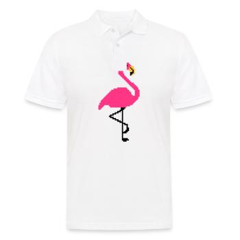 Flamingo PIxel Art - Men's Polo Shirt - white - Front - Kai (181cm)