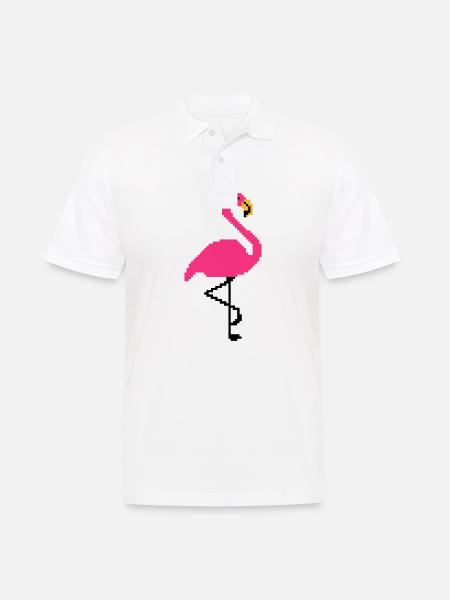 Flamingo PIxel Art - Men's Polo Shirt - white