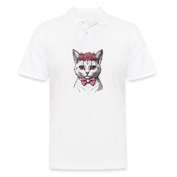 Sweet Cat Sweet Cat Bride Wedding Wedding Marry Love - Men's Polo Shirt - white - Front - Kai (181cm)