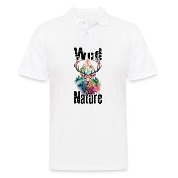 Cerf Nature sauvage Bois Forêt animale Montagnes sauvages - Polo Homme - blanc - Devant - Kai (181cm)