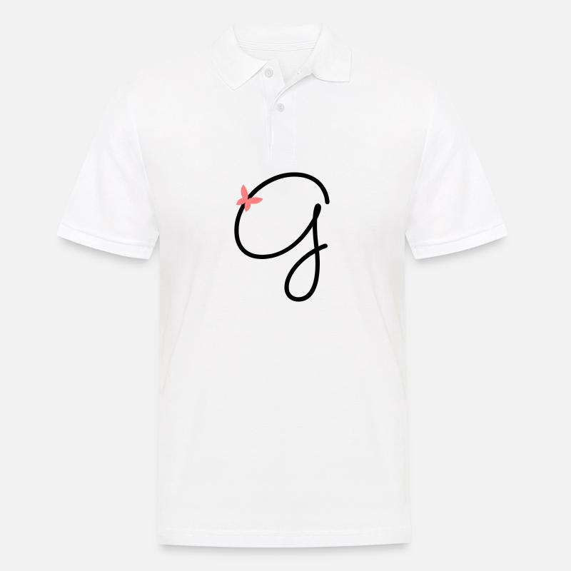 Buchstabe G Schmetterlingsbuchstabe - Männer Poloshirt - Weiß