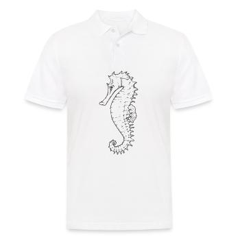 Dessin au trait de l’hippocampe - Polo Homme - blanc - Devant - Kai (181cm)