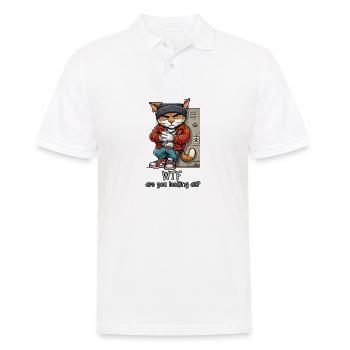 WTF schaust du dir an? - Männer Poloshirt - Weiß - Vorne - Kai (181cm)