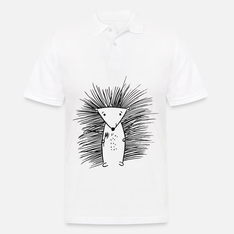 hérisson doux avec fleur - Polo Homme - blanc