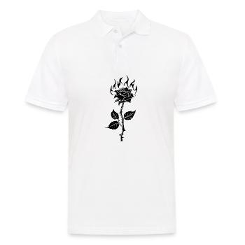 Brennende Rose Blume - Männer Poloshirt - Weiß - Vorne - Kai (181cm)