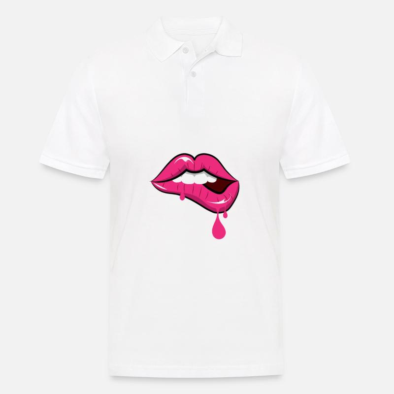 Regenbogen, Botox, Glossy, Lipgloss, Schleimig - Männer Poloshirt - Weiß