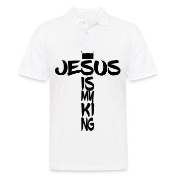 Jésus est roi avec croix et couronne - Polo Homme - blanc - Devant - Kai (181cm)