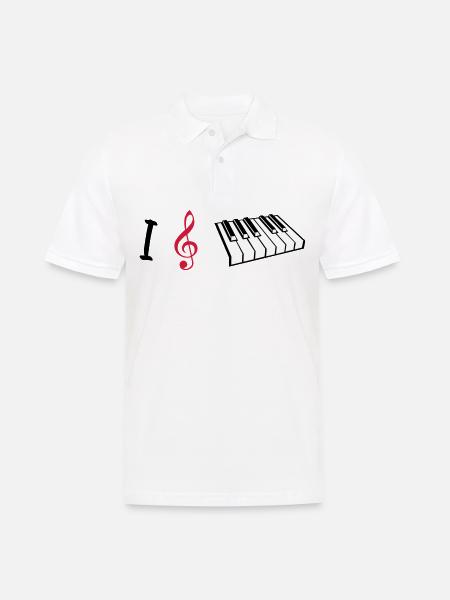 I love Piano, Klavier - Männer Poloshirt - Weiß