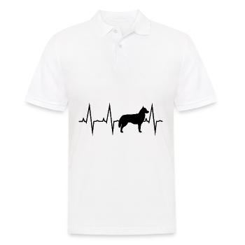 Siberian Husky Heartbeat Schwarz Geschenk - Männer Poloshirt - Weiß - Vorne - Kai (181cm)