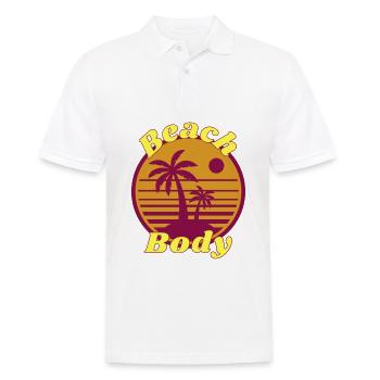 Drôle de fitness Sport Dicton - Beach Body - Polo Homme - blanc - Devant - Kai (181cm)