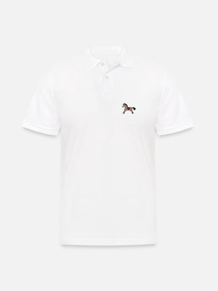 Holzpferd bestickt - Männer Poloshirt - Weiß