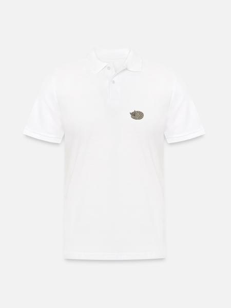 Schlafende Katze bestickt - Männer Poloshirt - Weiß