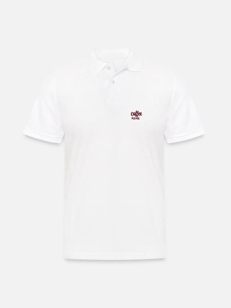 Schriftzug Coffee please bestickt - Männer Poloshirt - Weiß