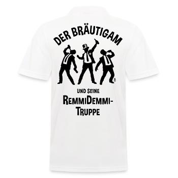 Der Bräutigam Und Seine Remmidemmi-Truppe (JGA, B) - Männer Poloshirt - Weiß - Hinten - Kai (181cm)
