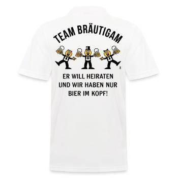 Team Bräutigam (Karikatur / Bier Im Kopf / 3C / B) - Männer Poloshirt - Weiß - Hinten - Kai (181cm)