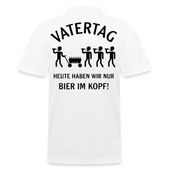 Vatertag – Bier Im Kopf (Bollerwagen / B) - Männer Poloshirt - Weiß - Hinten - Kai (181cm)