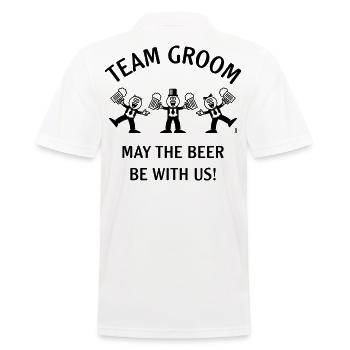 Team Groom (Karikatur / Bier mit uns / 1C) - Männer Poloshirt - Weiß - Hinten - Kai (181cm)