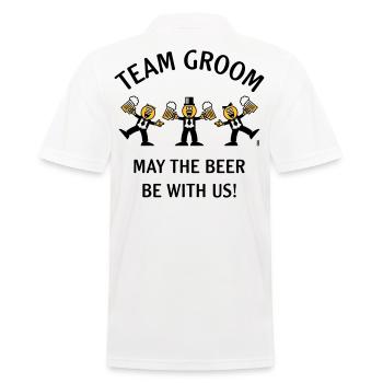 Team Groom (Karikatur / Bier mit uns / 3C / B) - Männer Poloshirt - Weiß - Hinten - Kai (181cm)