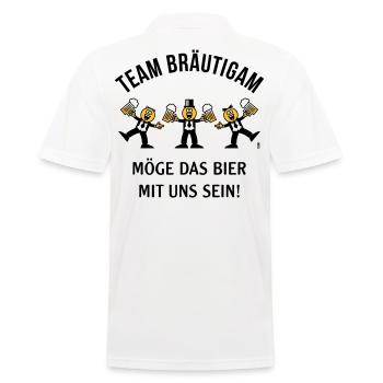 Team Bräutigam (Karikatur / Bier Mit Uns / 3C / B) - Männer Poloshirt - Weiß - Hinten - Kai (181cm)