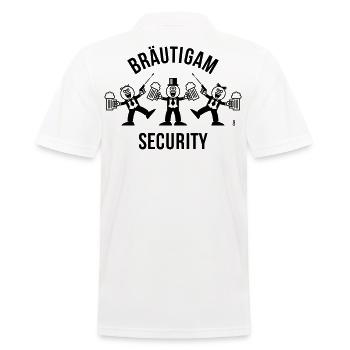 Bräutigam Security (JGA / Karikatur / Tanz / 1C) - Männer Poloshirt - Weiß - Hinten - Kai (181cm)