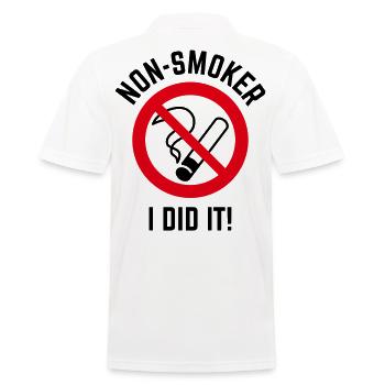 Non-Smoker – I Did It! (3C / B) - Männer Poloshirt - Weiß - Hinten - Kai (181cm)