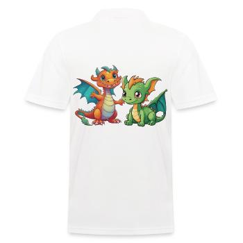 Dragon Dragon Kids Child Mythical Creature - Men's Polo Shirt - white - Back - Kai (181cm)