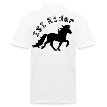 Islandpferd ISI Rider Pferdesport Tölten - Männer Poloshirt - Weiß - Hinten - Kai (181cm)