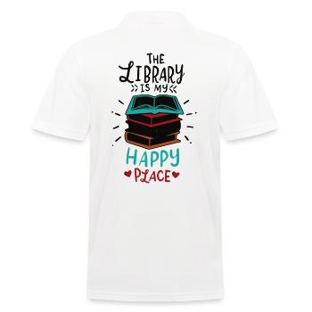Libary Books - Men's Polo Shirt - white - Back - Kai (181cm)