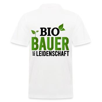Grüner Bauer Logo Pflanzdesign - Männer Poloshirt - Weiß - Hinten - Kai (181cm)