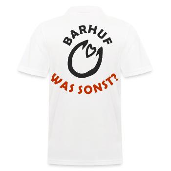 Barhuf was sonst, Statement Barhufpferd, go barhuf - Männer Poloshirt - Weiß - Hinten - Kai (181cm)