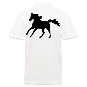 Pferd Vollblutaraber Galopp, edler Asil Araber - Männer Poloshirt - Weiß - Hinten - Kai (181cm)
