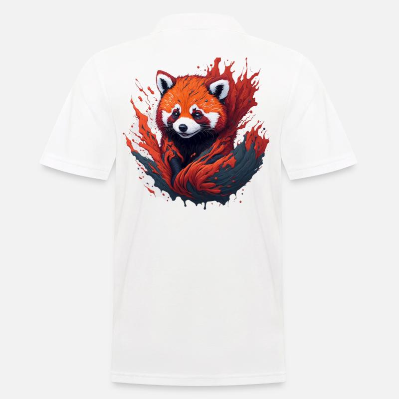 Roter Panda im Farbwirbel - Männer Poloshirt - Weiß