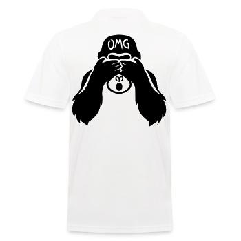 Witziger Affe  - Gorilla OMG Lehrer - Männer Poloshirt - Weiß - Hinten - Kai (181cm)