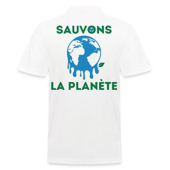 Sauvons la planète ! Sauver planète. Sauver Terre. - Polo Homme - blanc - Dos - Kai (181cm)