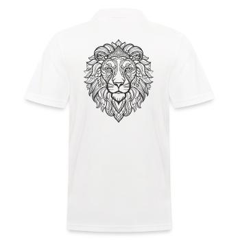 Detailed Lion Face Pattern - Men's Polo Shirt - white - Back - Kai (181cm)