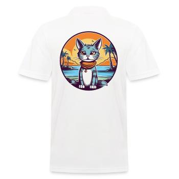 Cartoon cat in tropical paradise - Men's Polo Shirt - white - Back - Kai (181cm)