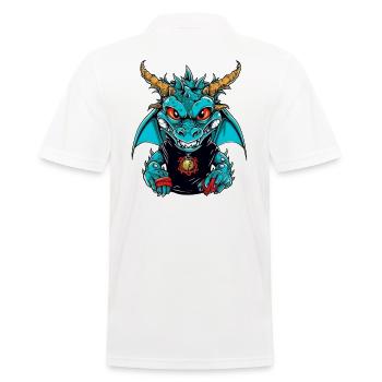 Drachen-Design mit mystischer Szenerie - Männer Poloshirt - Weiß - Hinten - Kai (181cm)