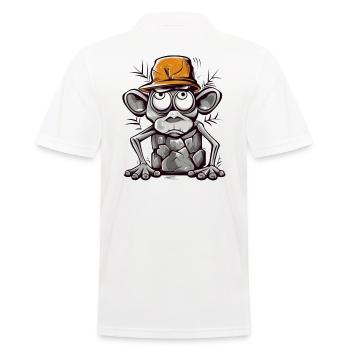 Humorous monkey with cap illustration - Men's Polo Shirt - white - Back - Kai (181cm)