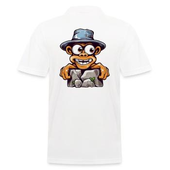 Cartoon Gorilla with Breaking Rocks Hat - Männer Poloshirt - Weiß - Hinten - Kai (181cm)