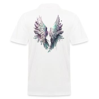 Pastellfarbene Aquarellflügel - Männer Poloshirt - Weiß - Hinten - Kai (181cm)