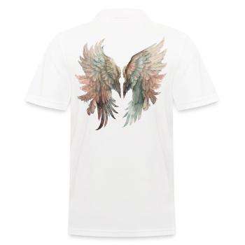Pastel Wings in Watercolor - Men's Polo Shirt - white - Back - Kai (181cm)