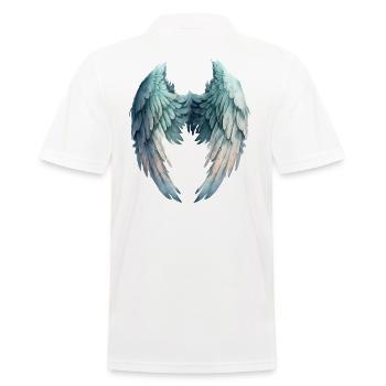 Blue Wings in Watercolor Heart - Men's Polo Shirt - white - Back - Kai (181cm)