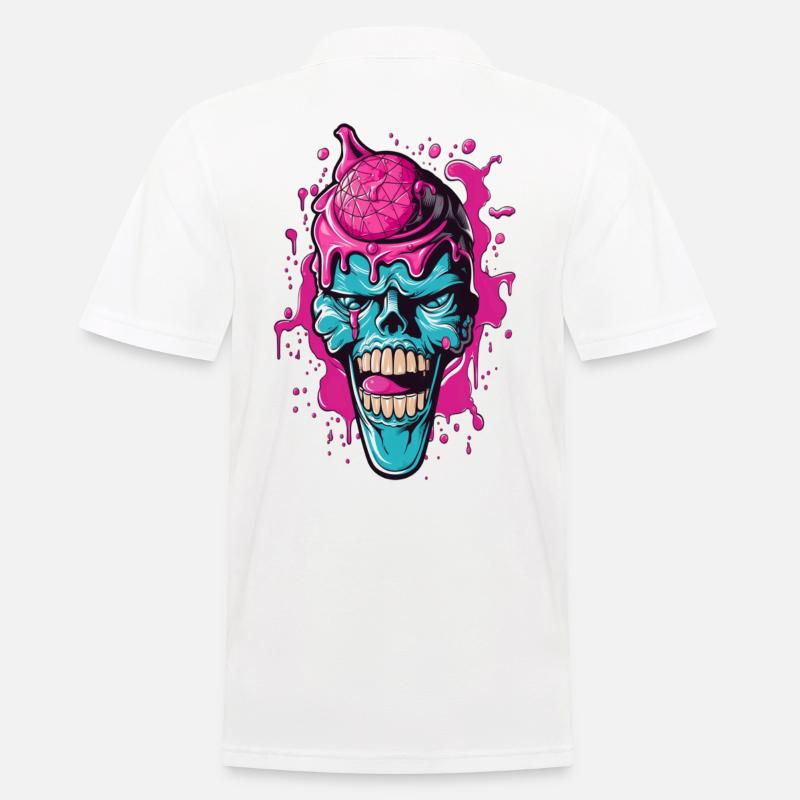 Bunter Totenkopf mit Acryl-Design - Männer Poloshirt - Weiß