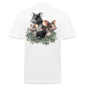 Waldmäuse im Blätterkranz - Männer Poloshirt - Weiß - Hinten - Kai (181cm)