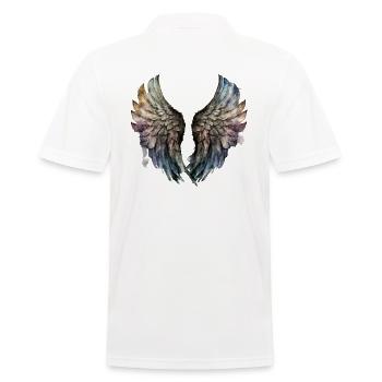 Rainbow Watercolor Wings - Men's Polo Shirt - white - Back - Kai (181cm)