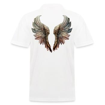 Pastellfarbene Aquarellflügel - Männer Poloshirt - Weiß - Hinten - Kai (181cm)